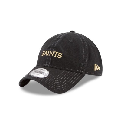 Black New Orleans Saints Hat - New Era NFL Solid Team Hit 9TWENTY Adjustable Caps USA8413096